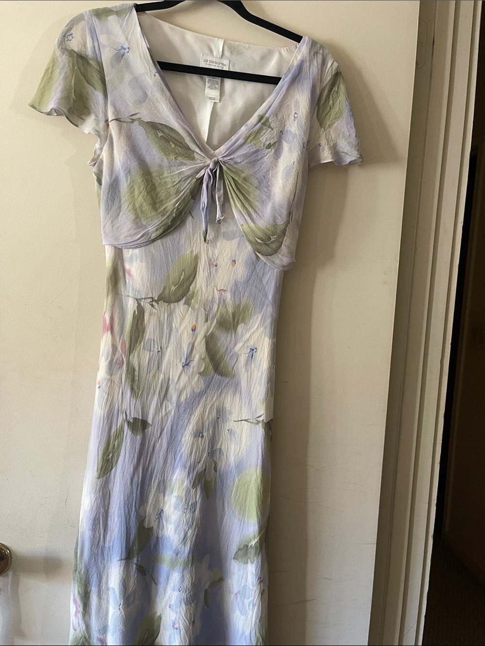 Liz Claiborne Pastel Floral Tie-Front Maxi Dress